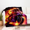 "Flaming Speed: Neon Motorcycle Art Print"Blanket Flannel Throw Blanket for Sofa, Bed, Travel, Camping, Office, Couch, Chair, And Bed Gift f