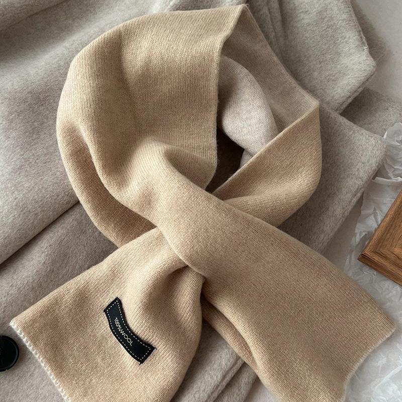 Wool Solid Color Double-sided Lazy Cross Wool Scarf Women's Winter All Match Warm Children's Parent Child Scarf