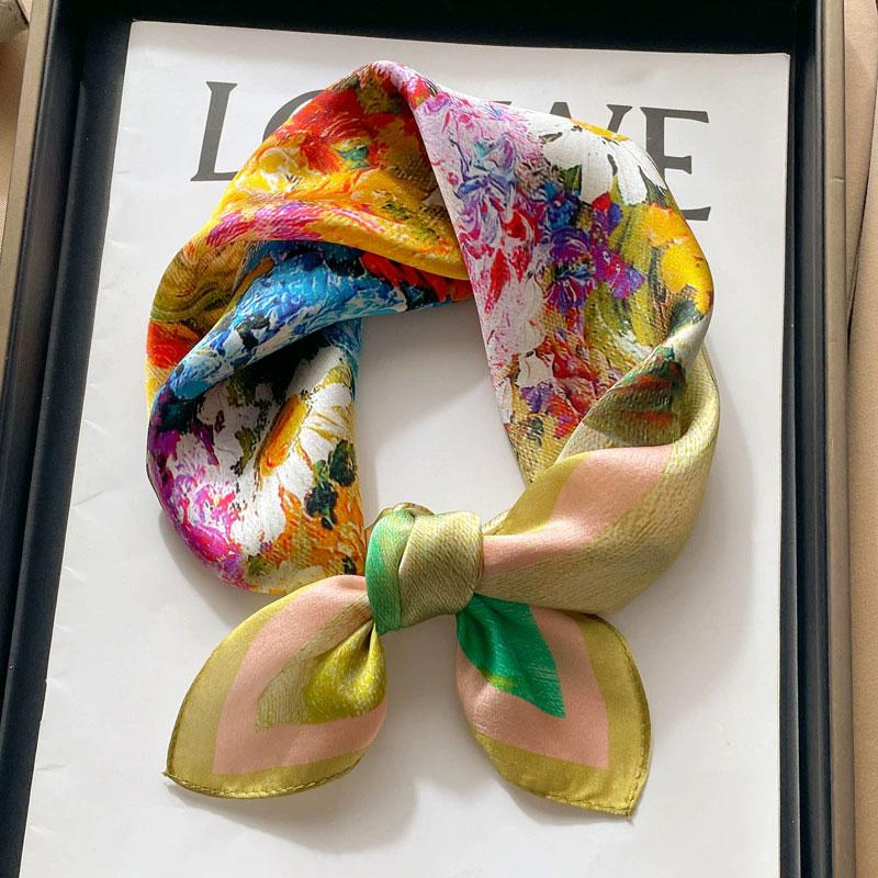 New 100% Natural Real Silk Scarf Women Bandana Square Scarves Wrap Kerchief Mulberry Fashion Luxury High Quality Hijab For Lady