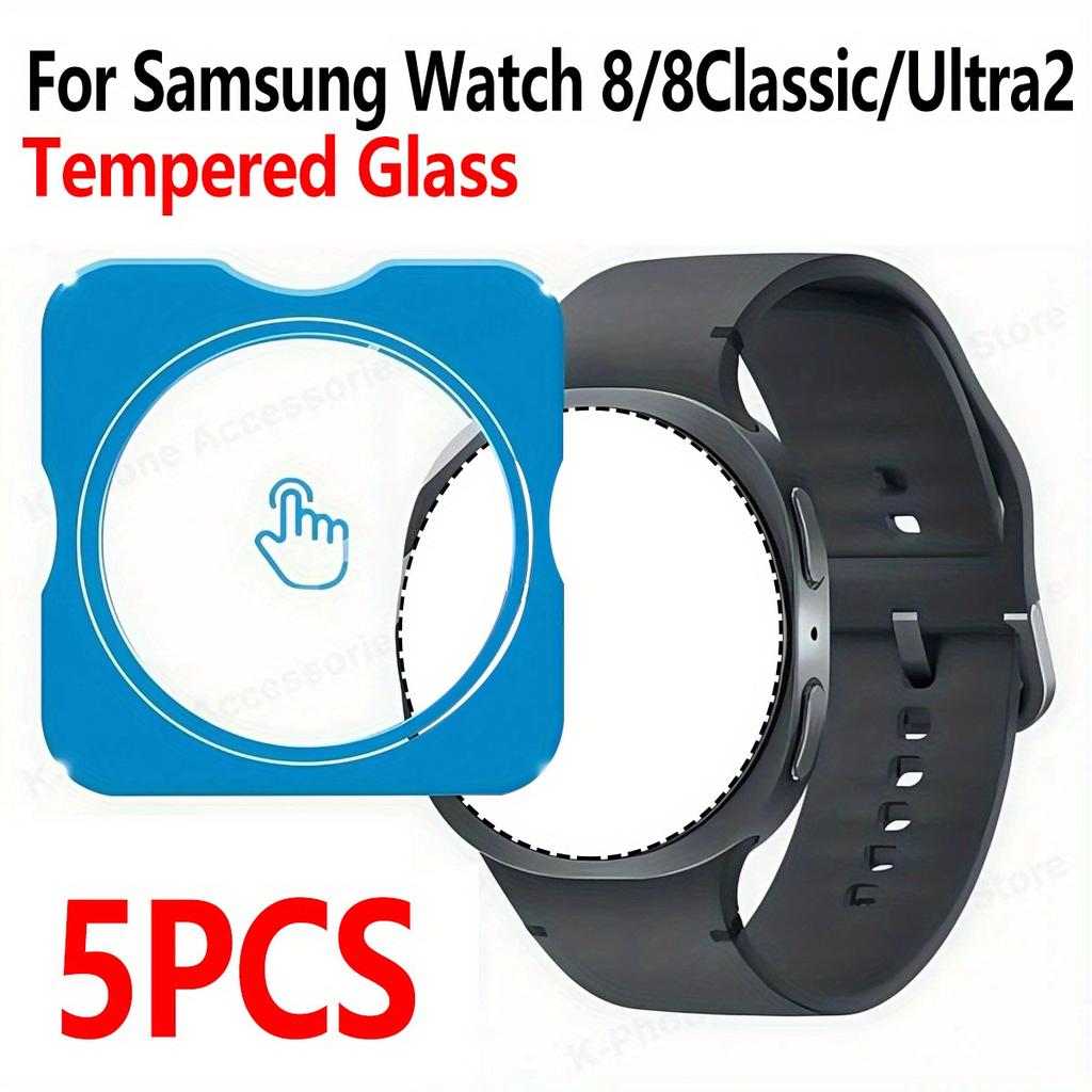 5pcs Tempered Glass Films for Samsung Galaxy Watch 8 40mm 44mm Watch 8 Classic Screen Protector, for Galaxy Watch Ultra 2