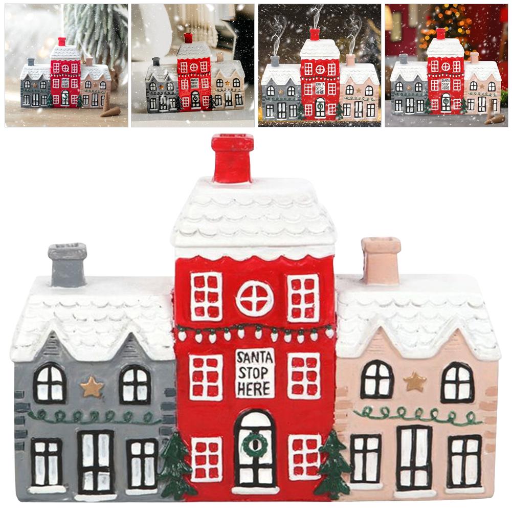 Рождественская тематическая курильница для благовоний, коническая курильница для благовоний, статуэтка в виде деревенского домика, настольное украшение из смолы, уникальные подарки для женщин и мужчин