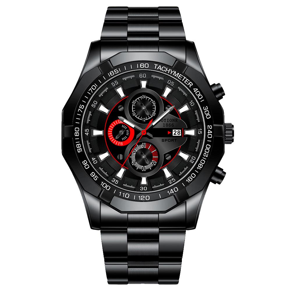 Новый календарь Мужские кварцевые часы Деловые спортивные мужские часы Часы из нержавеющей стали Мужские часы со стальным браслетом Студенческие часы