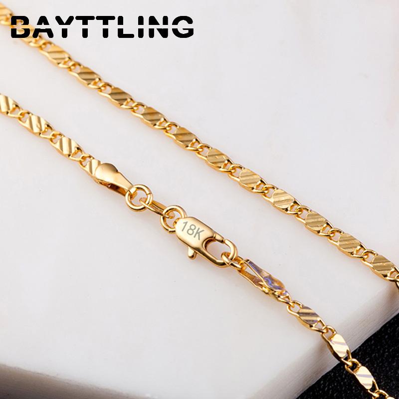 Серебро 925 пробы, 2 мм, 16-30 дюймов, Золотая боковая цепочка, ожерелье для женщин и мужчин, модные ювелирные изделия, очаровательное ожерелье, подарок