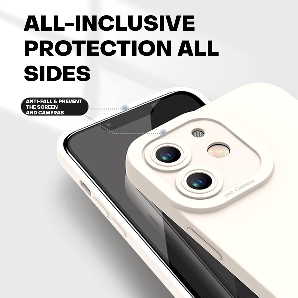 For iPhone 16 15 14 Pro Max Redmi Note 13 12 Pro Samsung S25 S24 Ultra A13 A14 A15 A16 Full Lens Protect Solid Color Design Phone Case