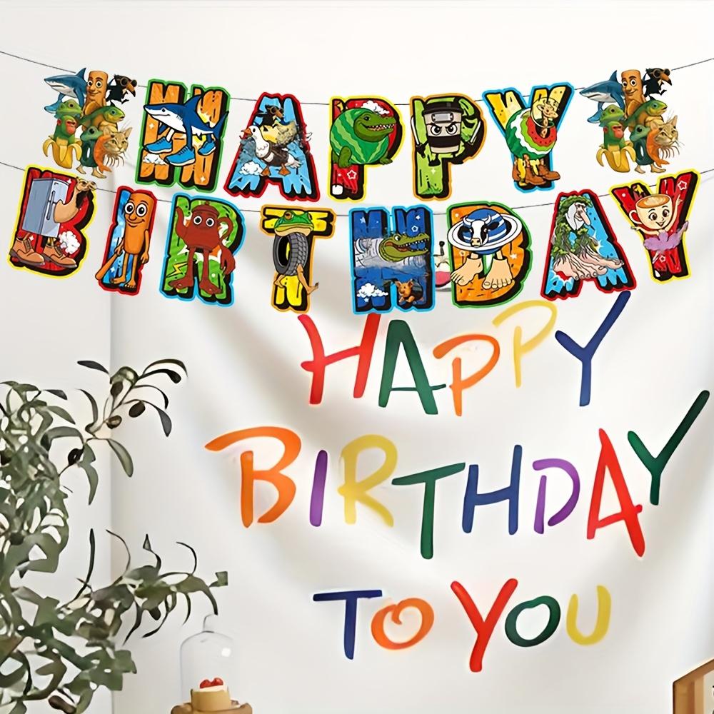 1Set Italian Brainrot Theme Bunting Happy Birthday Flags Decorations Girls Boys Favors Hanging Banner Gift Party Decora Supplies