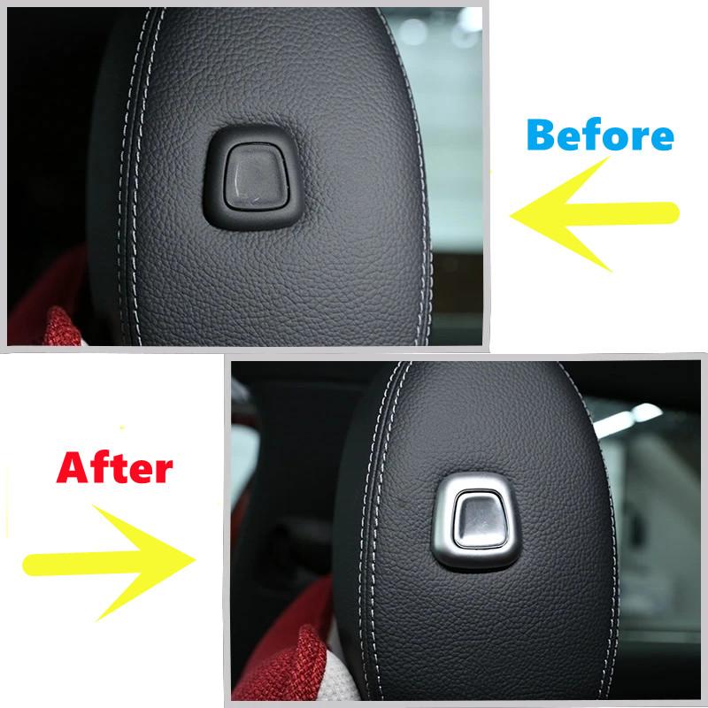 Кнопка подъема подголовника автомобиля, регулируемая наклейка, подходит для Mercedes Benz AB CLA GLA GLB GLE GLS Class W177 W167 W247