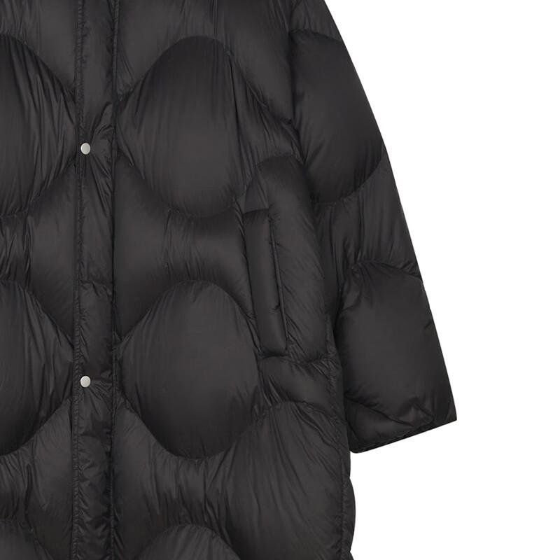 LESS 2024 Winter Loose Hooded Extra-Long Down Jacket
