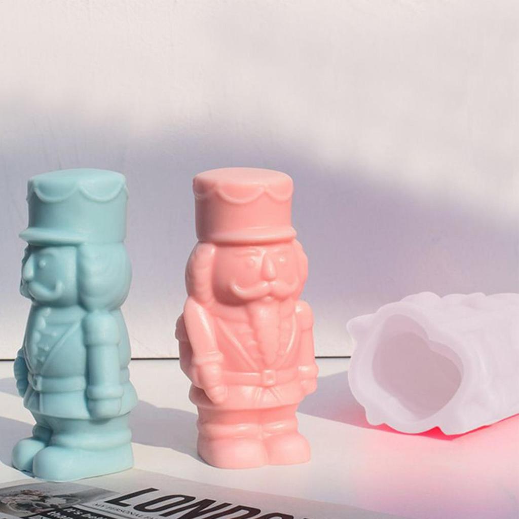 Christmas Candle Molds Reusable Holiday Nutcracker Holiday Silicone Molds Christmas Decorations For Wax Plaster Epoxy Soap Clay