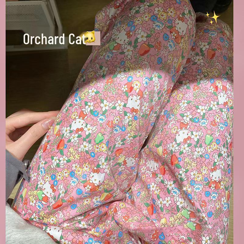 Женские свободные мультяшные пижамные брюки для весны и осени - Повседневные, воздушные и подходящие для улицы