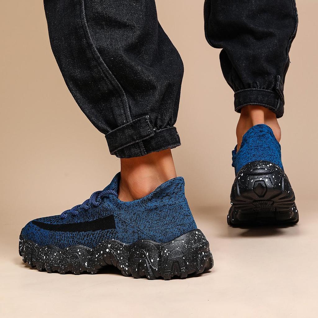 Мужские спортивные туфли больших размеров с дышащим носком из материала Flyknit - Повседневные кроссовки на шнуровке