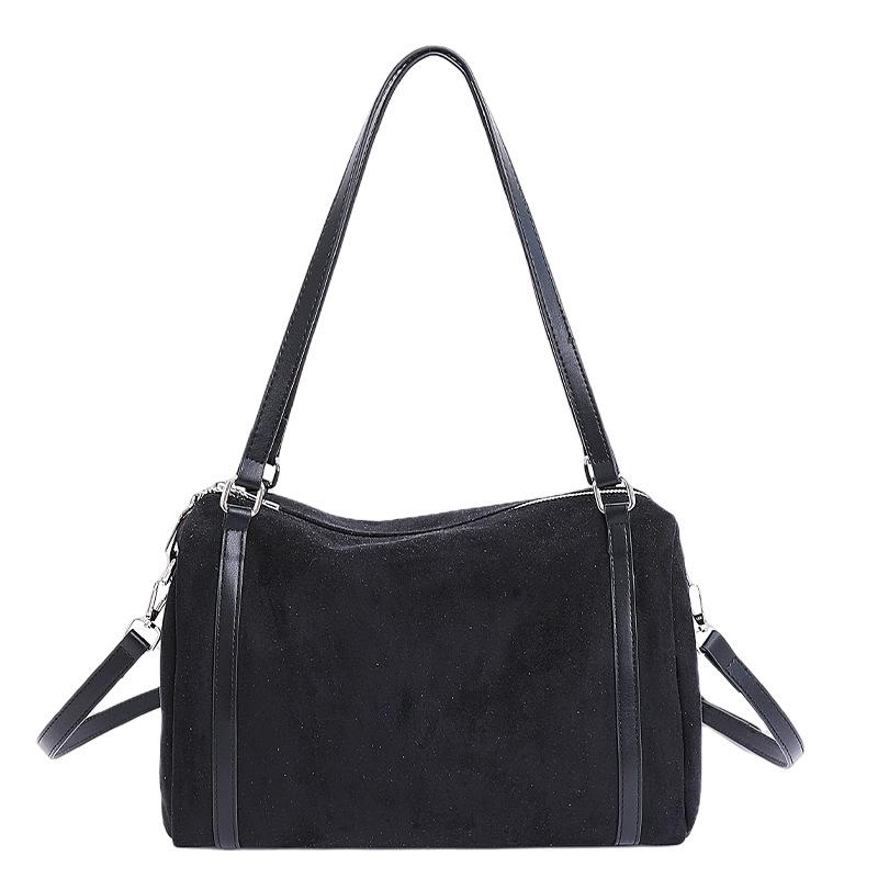 2025 Suede Boston Bag: High-End, Large Capacity One-Shoulder Crossbody