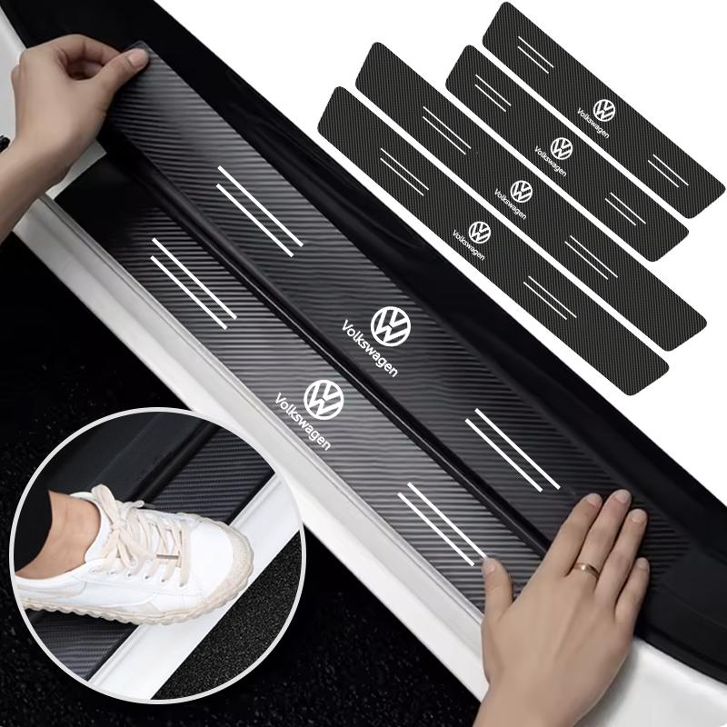 VW Leather Car Door Plate Threshold Protector Strip Sticker For Volkswagen VW Scirocco Jetta Beetle Golf Passat Polo Tiguan Sharan