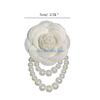 HX6F Vintage Camellia Brooches for Woman Buckle Pin Wedding Hand Flower Pearl Brooch Pin Fashion Clothing Jewelry Accessories