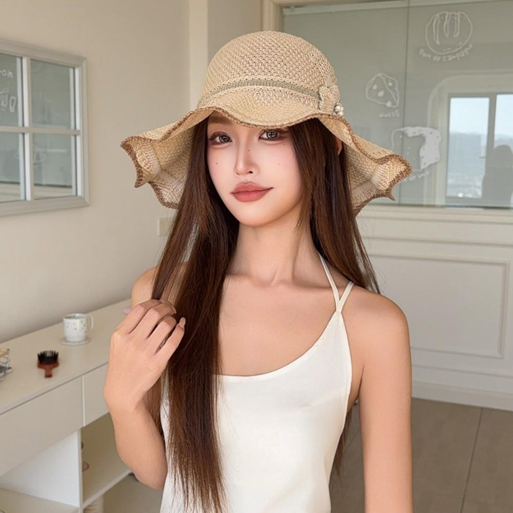 Breathable Fisherman Cap Big Brim Bucket Hat Trendy Sun Hat for Women