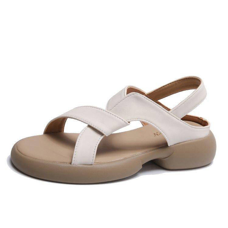 Сандалии Lazy Pedal Roman женские летние 2024 на низком каблуке в стиле ретро повседневные пляжные сандалии женские