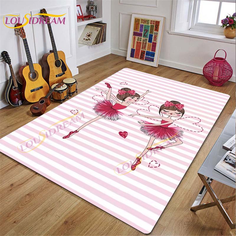 Ковер для балерины, ковер с рисунком балерины для девочек, розовые коврики для гостиной, спальни, декор для детской комнаты, декор для детской, подарок