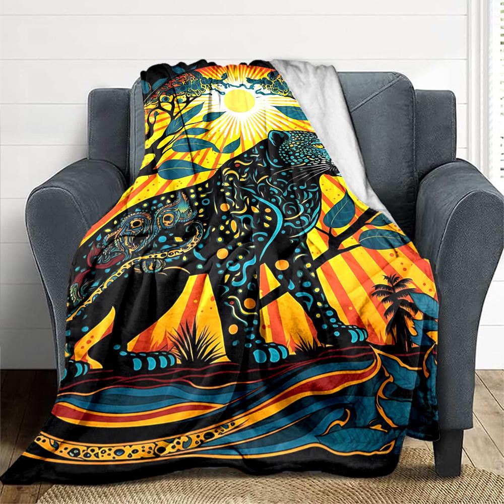 1pc Jungle Safari Print Blanket Lightweight Blanket Throw Blanket For Sofa, Bed, Travel, Camping, Livingroom, Office, Couch, Chair yy251010094