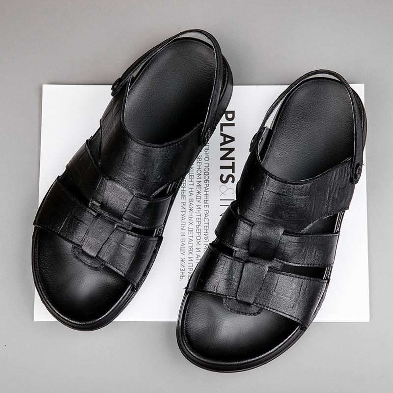 Fashion Genuine Leather Men's Sandals Hot Sale Man Summer Footwear Waterproof Half Drag Anti-slip Slippers Breathable Mens Casual Shoes