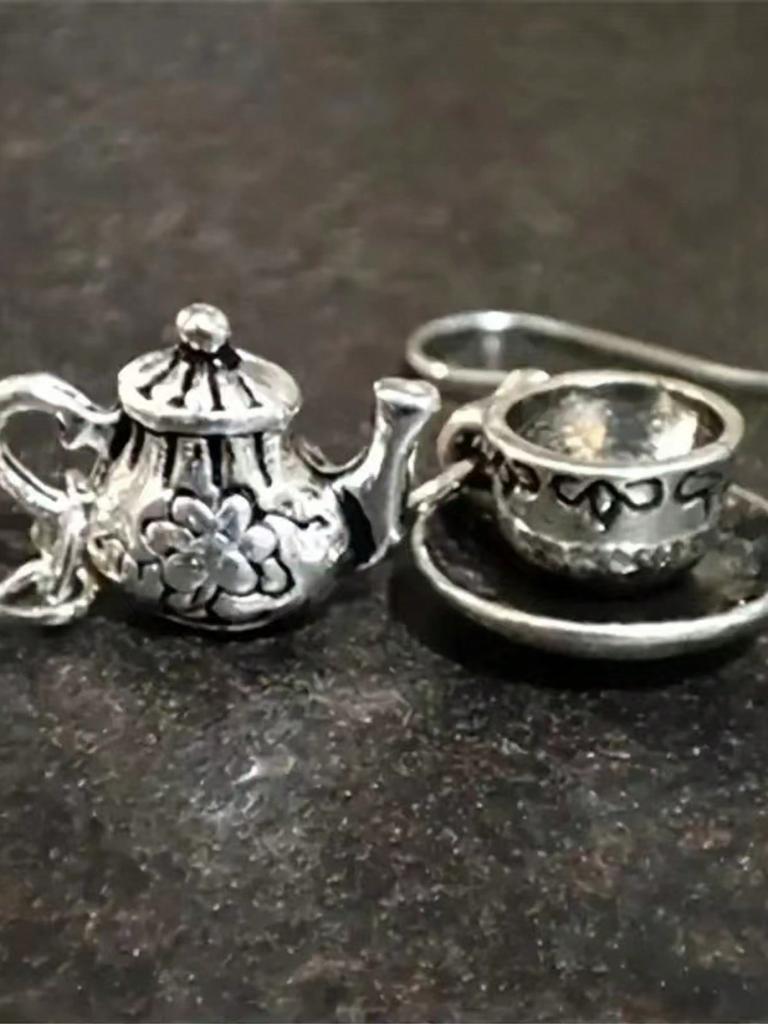 Винтажные серьги-чашки из серебра, серьги-подвески в виде чайников, чайная посуда, подарок для вечеринки.