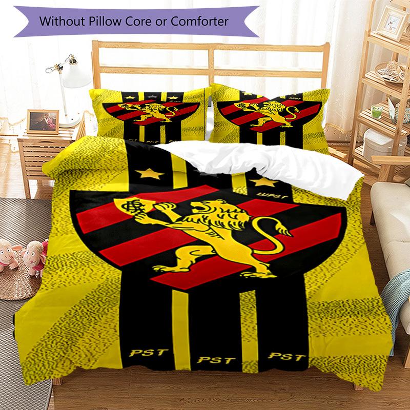 Sport Club Football Crest Printed Pattern Duvet Cover Set – includes 1 duvet cover and 2 matching pillowcases Bedroom decor Christmas gifts
