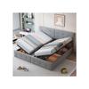Lit Rembourré - MUVOE - 180x200 Cm - Rangement Hydraulique - 2 En 1 - Gris