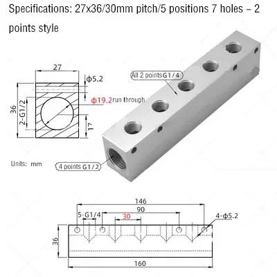 Распределитель воздушной магистрали 1/2" 1/4" Пневматический быстроразъемный соединитель Шланг Алюминиевый блок Разветвитель 2 3 4 5 6 7 8 9 10-ходовой