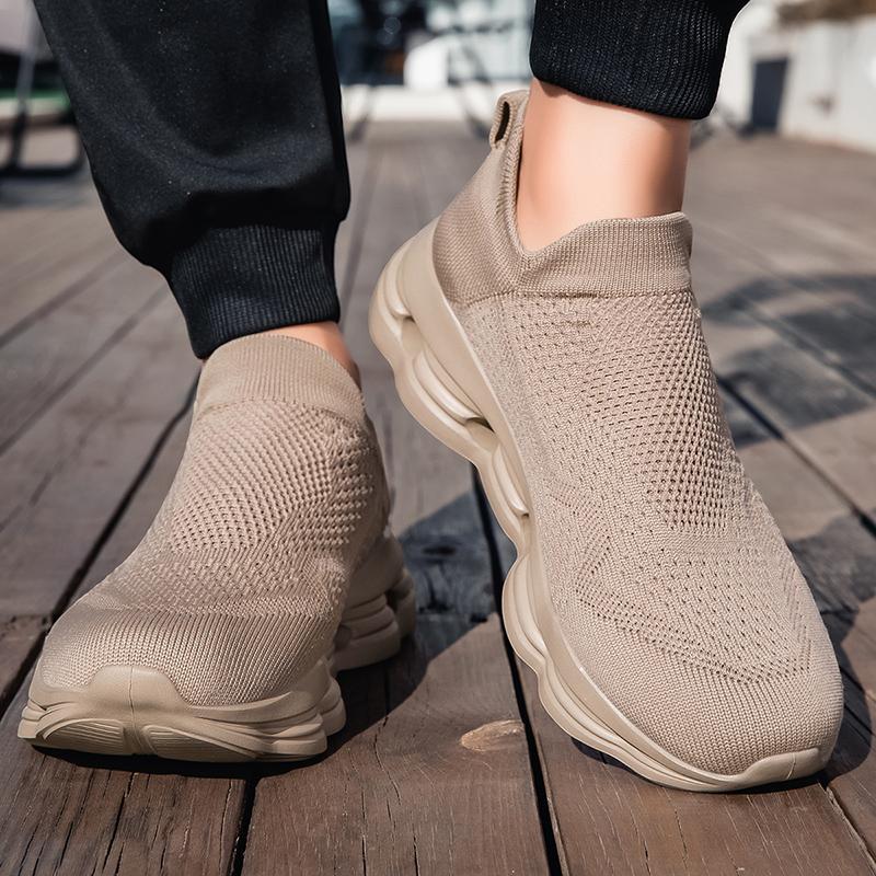 Women's Blue Black Khaki Sport Shoes Men Casual Lightweight Slip on Walking Socks Shoes Couple Jogging Sneakers