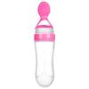 Feeding Bottle Spoon Silicone PP Safe Soft BPA Free Elastic Round Bottom Baby Food Feeder Pink