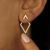 European & American High-End Geometric Diamond Triangle Layered Earrings for Women