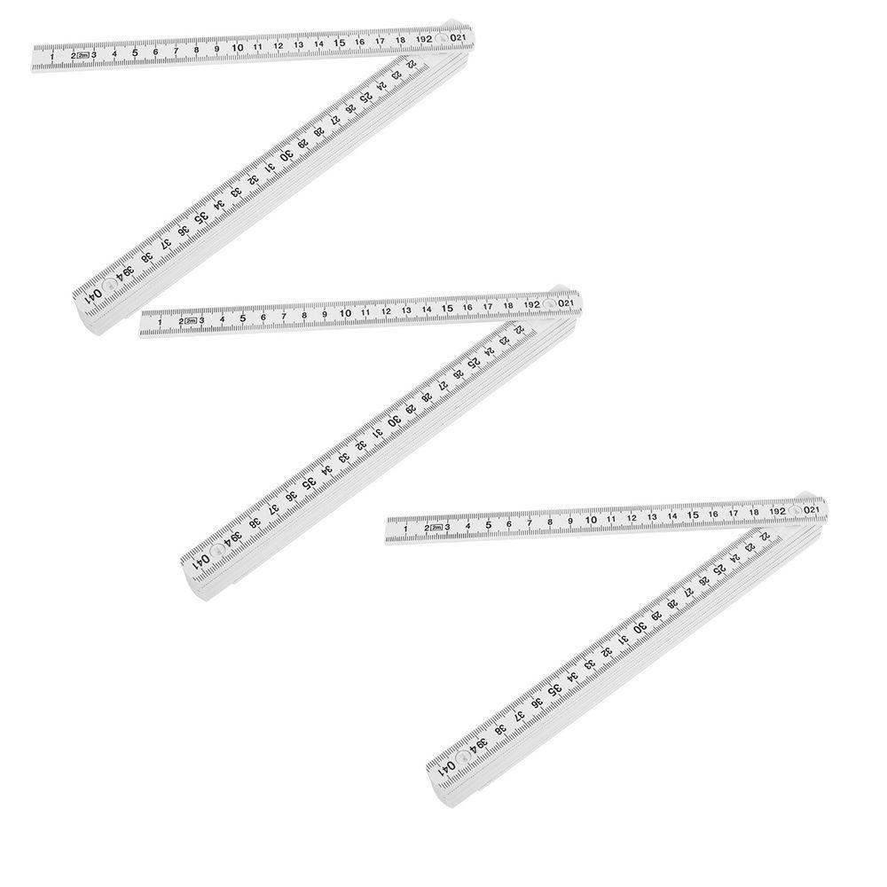 3PCS White Measuring Stick ABS Foldable Ruler Durable Meter Stick