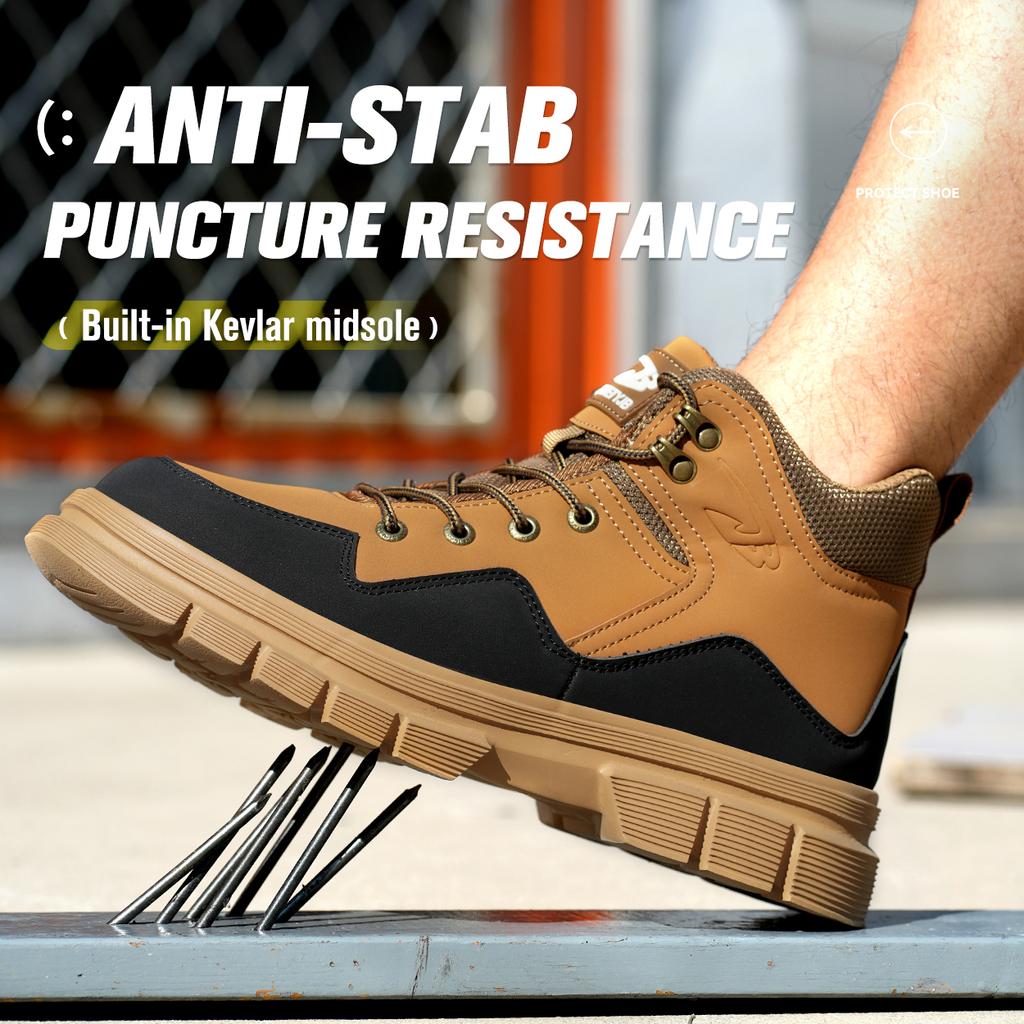Рабочие ботинки со стальным подноском для мужчин, устойчивые к проколам, легкие, водонепроницаемые, защитная обувь для мужчин, кожаная рабочая обувь, защитная обувь