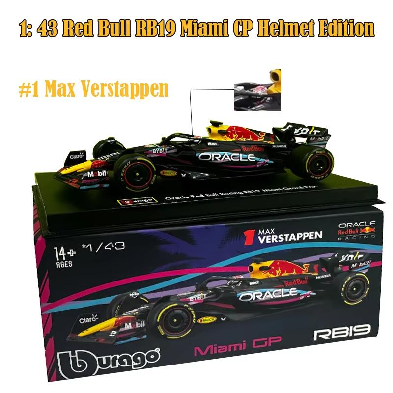 Ббураго 1:43 2023 F1 Red Bull RB19 Сплав Автомобиль Формула Гонки Литая Модель Игрушка Коллекция Подарки Верстаппен Майами RB 19