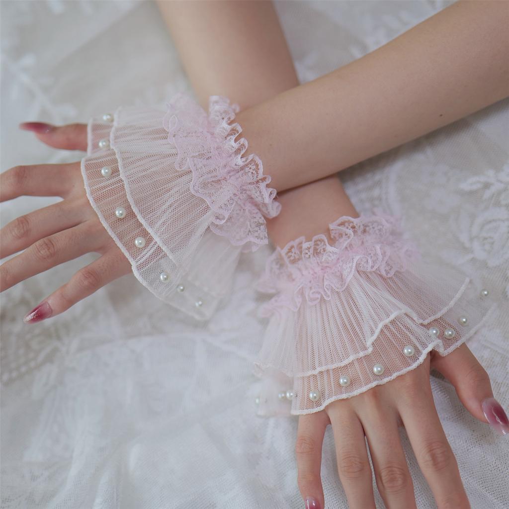 Elegant Pearl Lace Cuffs Sleeves Wrist Cuffs For Nail Art Photography And Fashion Decorative Sleeves Hand Accessories