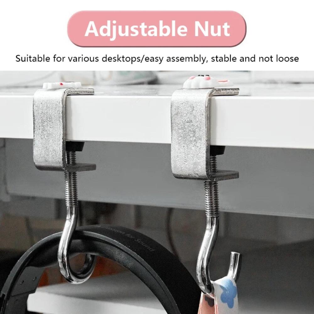Adjustable Desk Side Hook Removable Table Edge Storage Hook New Schoolbag Hook  Student