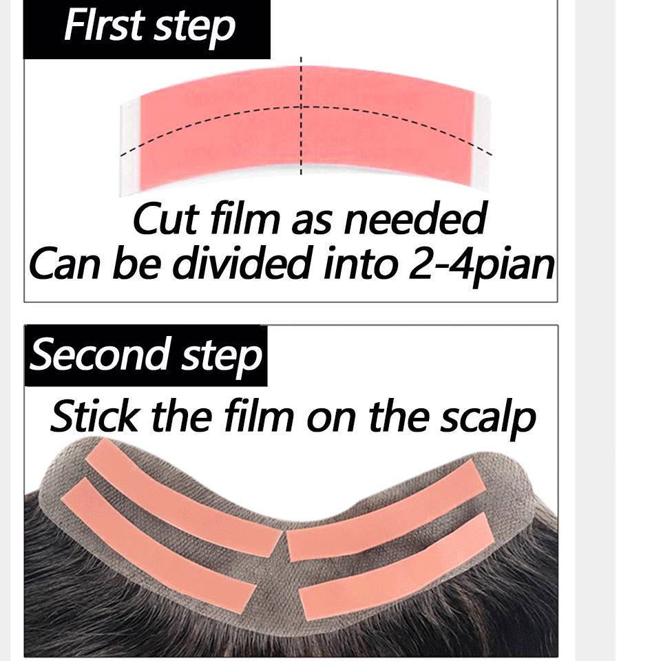 Men's Forehead Frontal Hair Piece M Loop Front Hairline With Tapes for Men Hair Replacement System