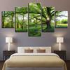 5 Panel Green Tree Forests Wall Art Canvas Hd Print Nature Home Decoration Painting Modular Posters Living Room Bedroom Decor