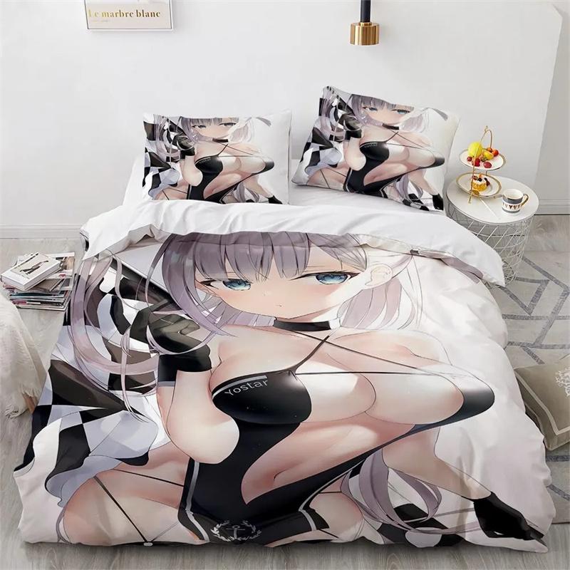 3D-принт Kawaii Anime sexy Girl Комплект постельного белья для мальчиков и девочек Twin Queen King Size Пододеяльник Наволочка Кровать для мальчиков Подростков Взрослых 2/3 шт.