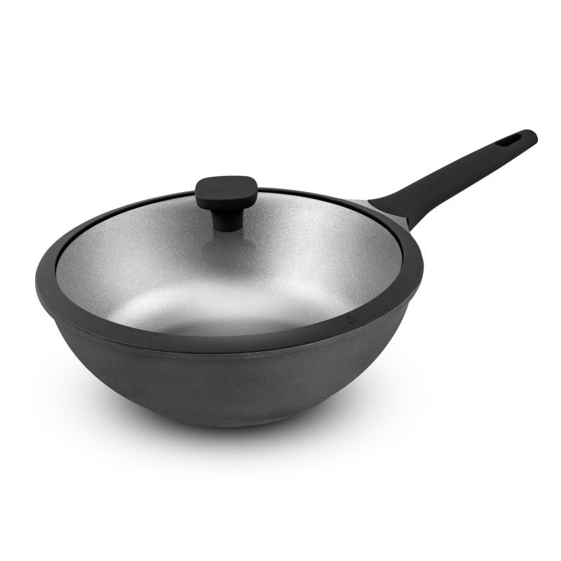 Wok Fonte D'aluminium 28 Cm Avec Couvercle Chambord Titane Wok28tfi Durand Dupont