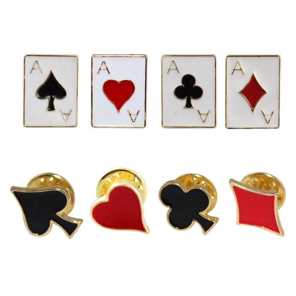 8 Pcs Alloy Drop Oil Poker Card Enamel Pins Metal Cartoon Brooch Backpack Collar Lapel Badge Jewelry Gift