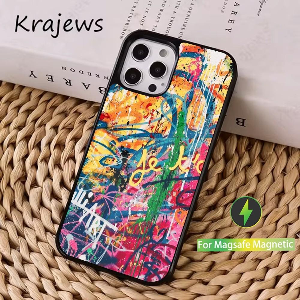 Крутая вещь Чехол для телефона с граффити-артом Для iPhone 16,15,14,13,12,11,Pro,Max,Plus,Mini, Magsafe,Магнитный чехол для беспроводной зарядки
