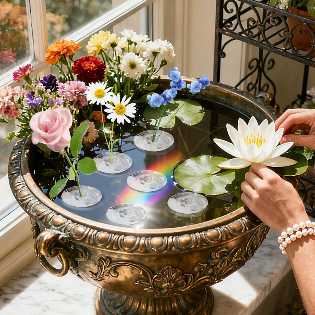 Clear Floating Flower Holder 10 Piece Set Hydroponic Stem Display Organizer for Vases, Floating Floral Arranger for Home Decor