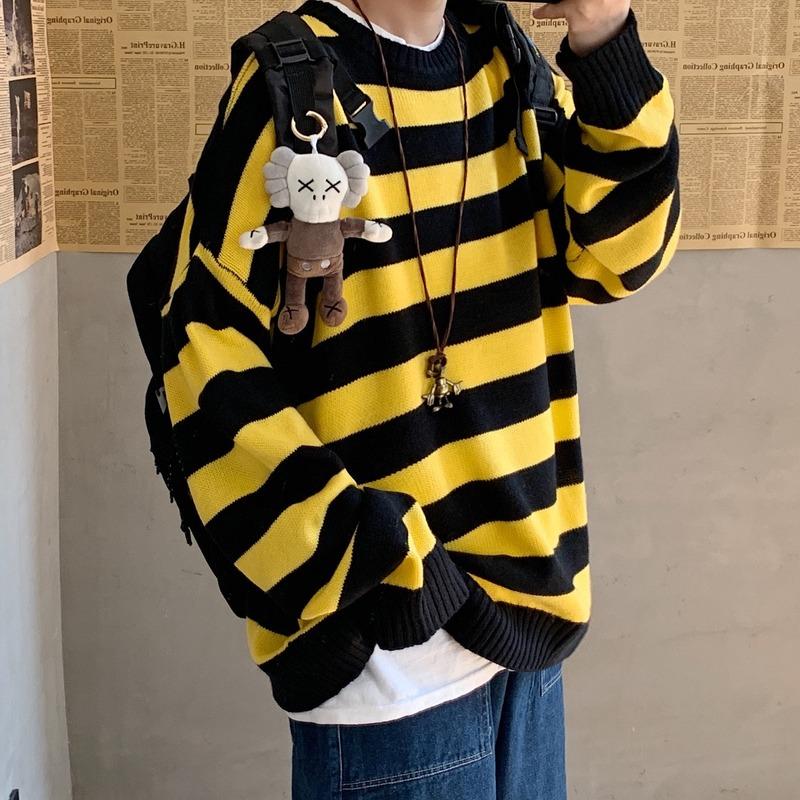 New Autumn Winter Casual Loose Sweater Pullovers Striped Jumper Warm Sweaters