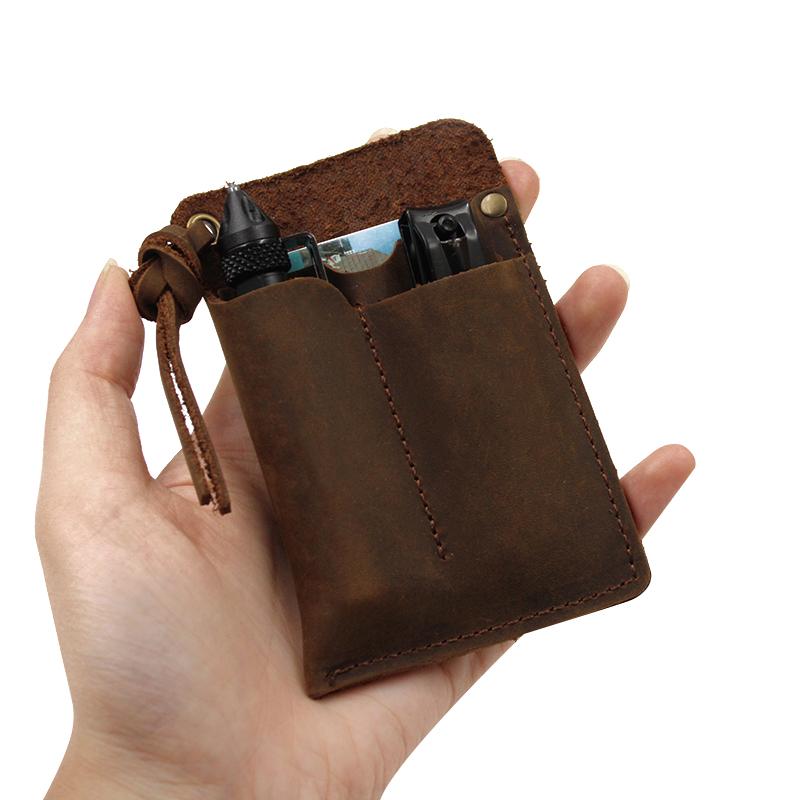 Органайзер EDC из натуральной кожи, ручной работы, тактический чехол для инструментов, кобура с клипсой для ремня, сумка для хранения