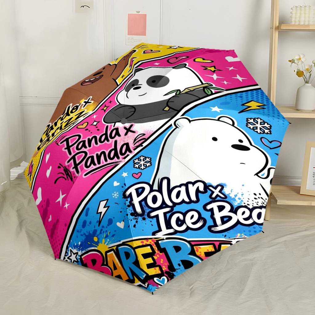 Fox Friends Adventure Automatic Umbrella Retractable Design with 8-Rib Durability Compact Design All-Season Use Vibrant Pattern Umbrella
