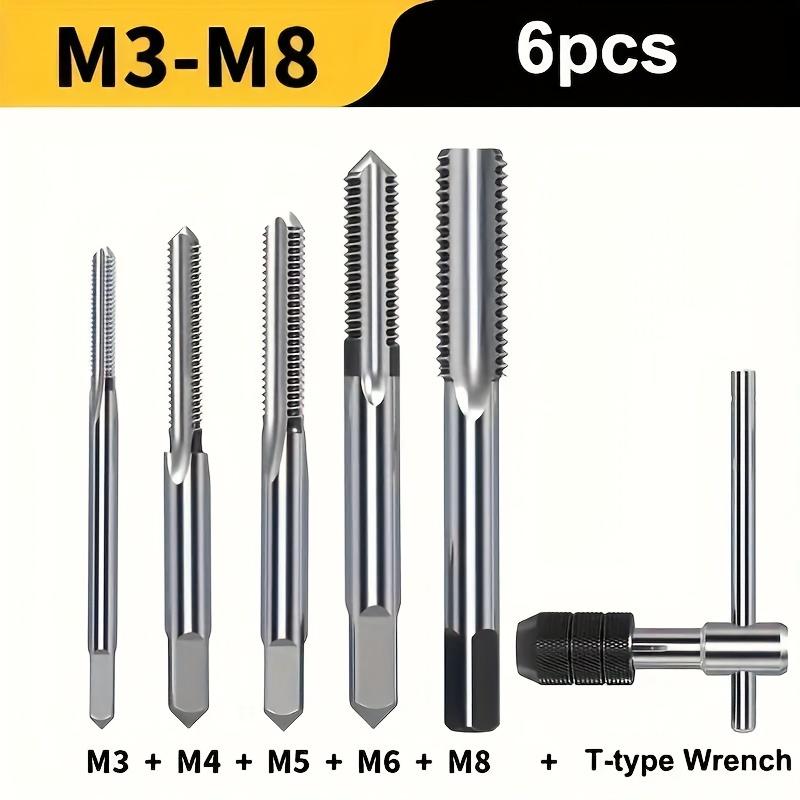 3-6 мм Т-образный гаечный ключ, 5 шт., ручной метчик M3-M8, отвертка для нарезания резьбы, набор ручных инструментов для нарезания резьбы
