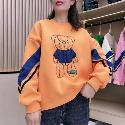 Модная флисовая толстовка большого размера в корейском стиле для женщин