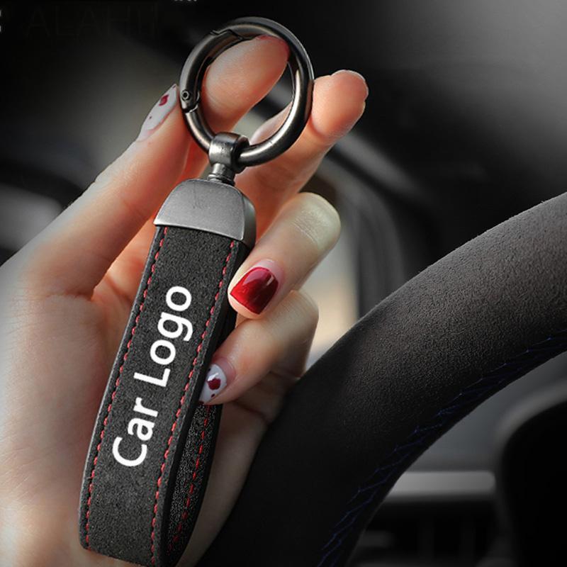 2026 Hot Car Sticker Suede Car Keychain Leather Pendant Key Ring Chain Hanging Gift For Kia Sportage Ceed Xceed Sports K5 Seltos