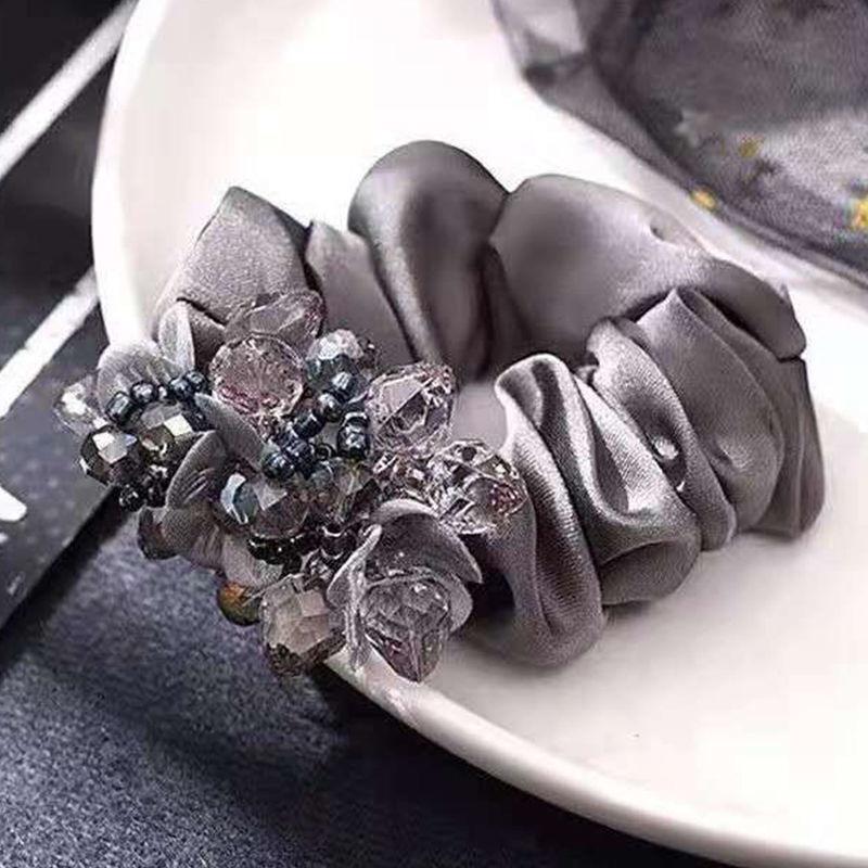 Элегантные хрустальные цветочные тканевые резинки для волос для женщин и девочек, эластичные резинки для волос, аксессуары, завязки для волос, веревочные головные уборы, головной убор
