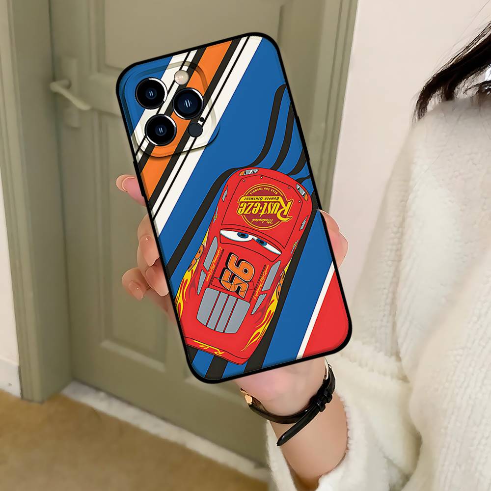 Черный чехол для телефона L-Light-ning M-McQueen, подходящий для IPhone 17,16,15,11,13,14 Pro Max,Plus,X,Xr,Xs Max,13Mini