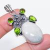 Natural Moonstone, Peridot 925 Sterling Silver Jewelry Pendant 2.21" b0E60